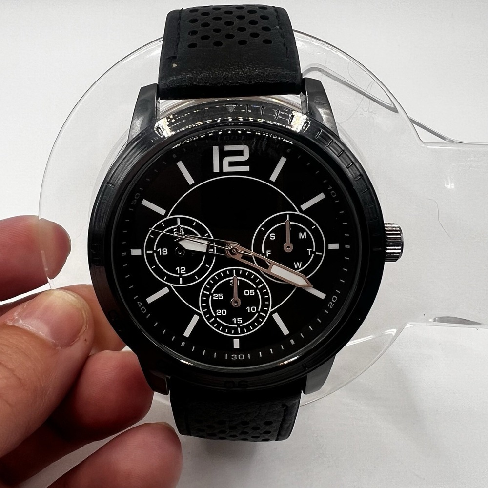 Watch‎ Black W/ Black Band 12hr Dial - NEW Battery